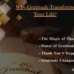 Infographic on the power of gratitude showing key points like thank you relives happy moments, builds confidence, and creates positive results.
