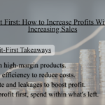 Profit First business tips visual showing key strategies to increase profit without increasing sales, including cutting waste, improving efficiency, pricing smartly, and focusing on high-margin products.