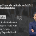 Visual summarizing the 4 steps to scale an MSME: clarity of vision, building systems, self-managed teams, profit-first growth, and branding expansion.